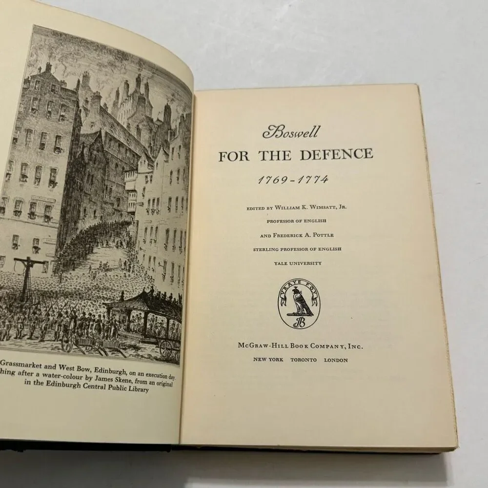 Boswell for the Defence 1769- 1774 edited by William K. Wimsatt Jr. (1959, 1st)
